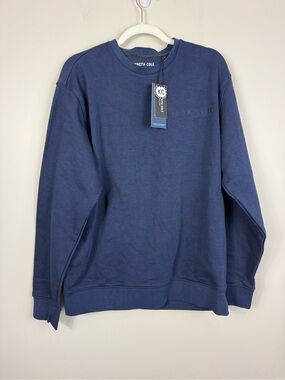 Kenneth Cole Crewneck Sweater Mens Large Pullover Blue Logo Cotton Sporty Preppy
